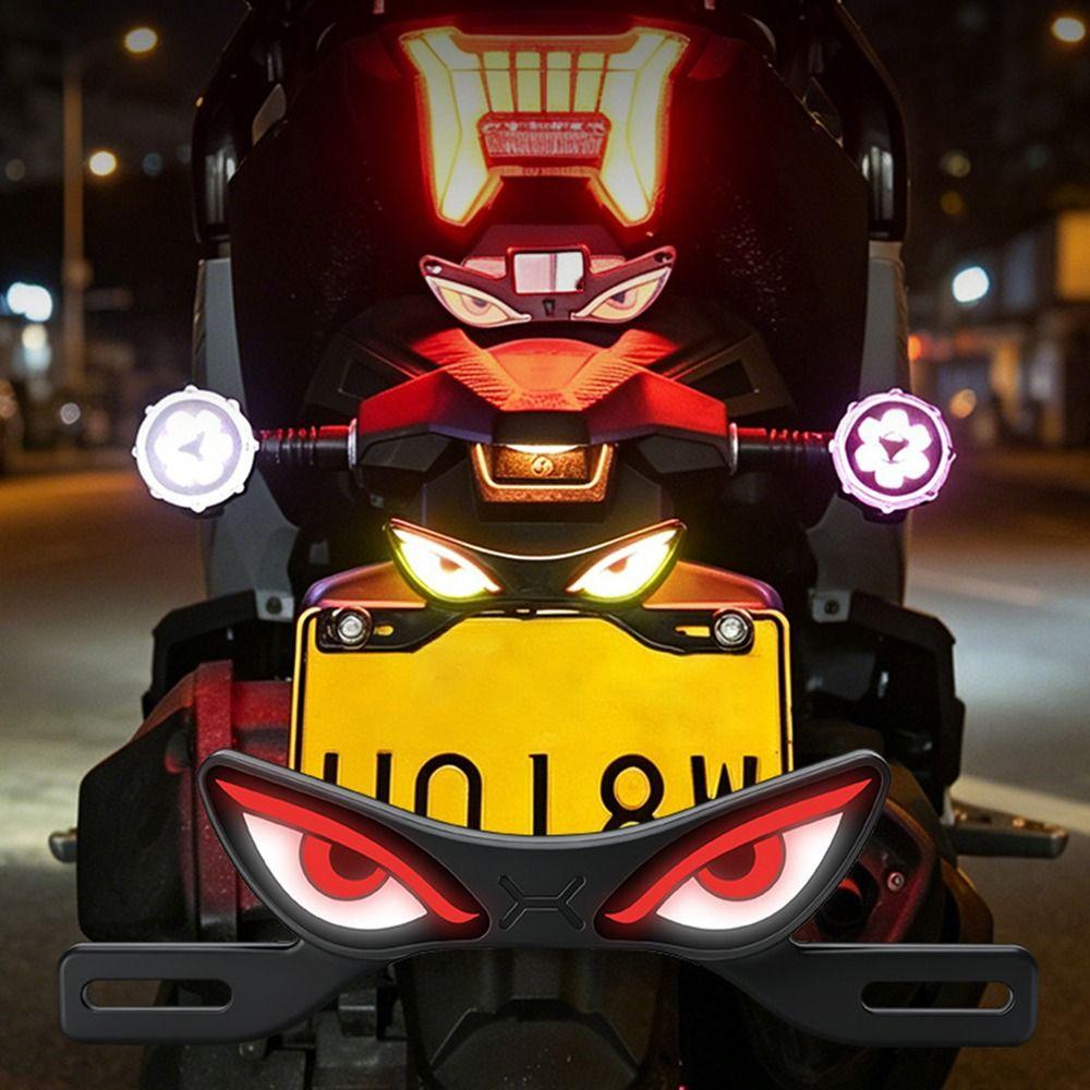 Strobe Mode Motorcycle License Plate Light Waterproof Rear Warning Lamp Motorcycle Accessories