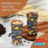 Colorful Camouflage Pattern Stainless Steel Insulated Coffee Tumbler Vacuum Travel Mug,Portable Leakproof Cup for Commute School