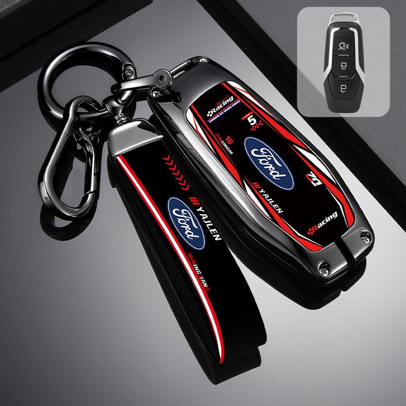 KLKY5 Car Key Case Cover Shell Racing Style Design Accessories For Ford Fusion Mondeo Mustang F-150 Explorer Edge 2015 2016 2017 2018