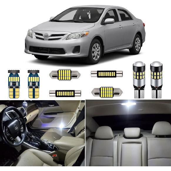 Комплект из 6 белых светодиодных ламп для салона для Toyota Corolla 2003 2004 2005 2006 2007 2008 2009 2010 2011 2012 Супер яркий 6000K светодиодный свет для салона