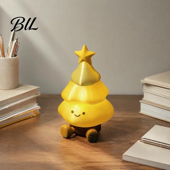 Christmas Tree Desktop Ornaments 3D Printed Figurine, Cute Smiling Face Storage Detachable Cartoon Ornament Ornament, Multi-Purpose Decorative Toy for