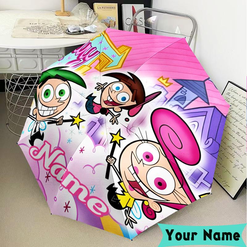 Custom Name Magical Adventure Friends Umbrella, Foldable Umbrella Suitable for Outdoor Shopping Travel Sports, Exquisite Gift for Family