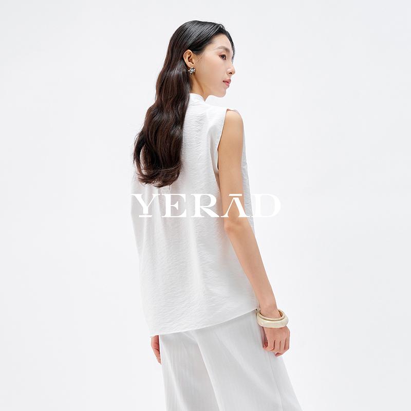 Artistic Swinging Collar Pinched Mulberry Silk Sleeveless Shirt Women's Clothing Vest Temperament Lightweight Small Shirt