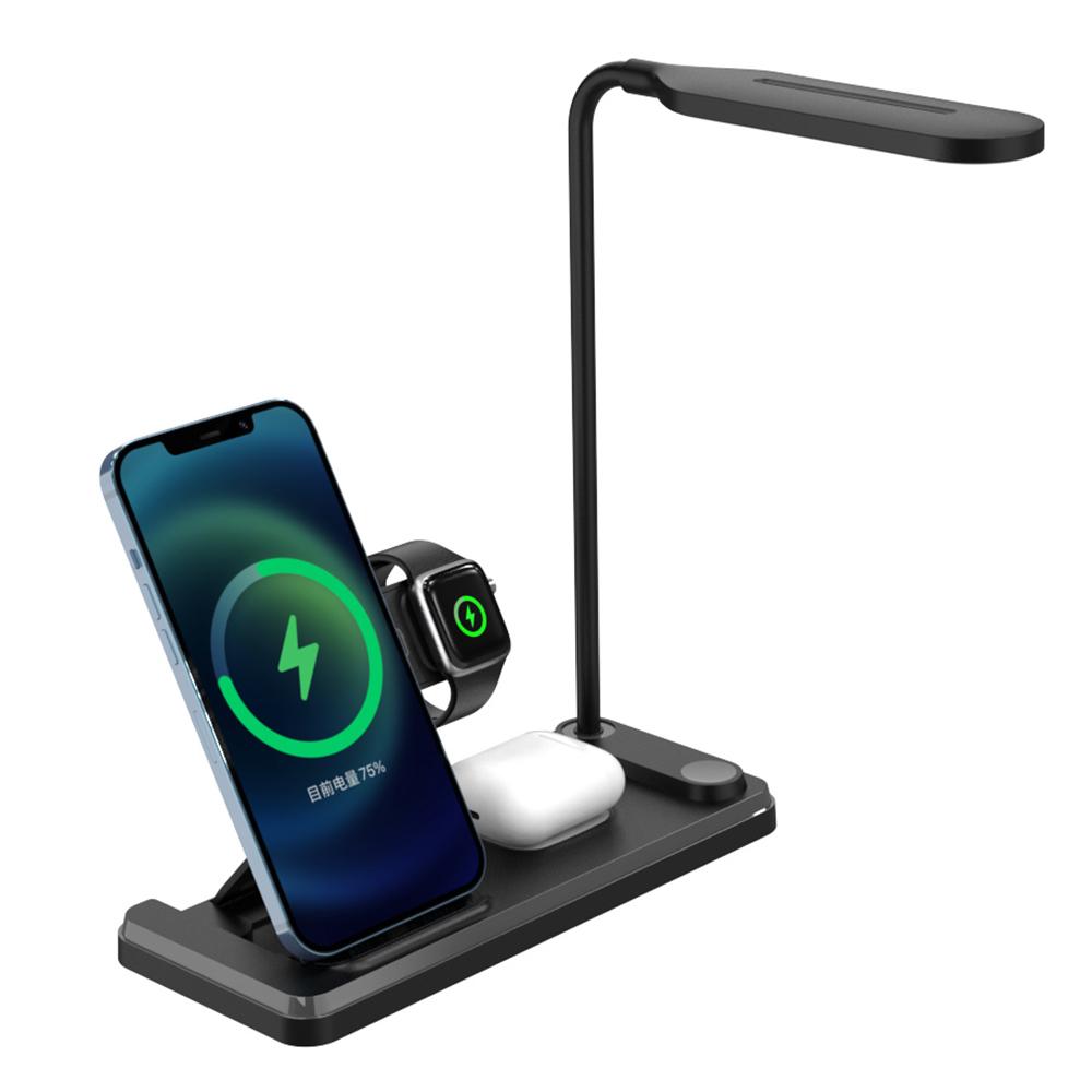 HT-503 Folding 15W Wireless Charger for Phone/Watch/Earbuds with Touch Control LED Table Lamp