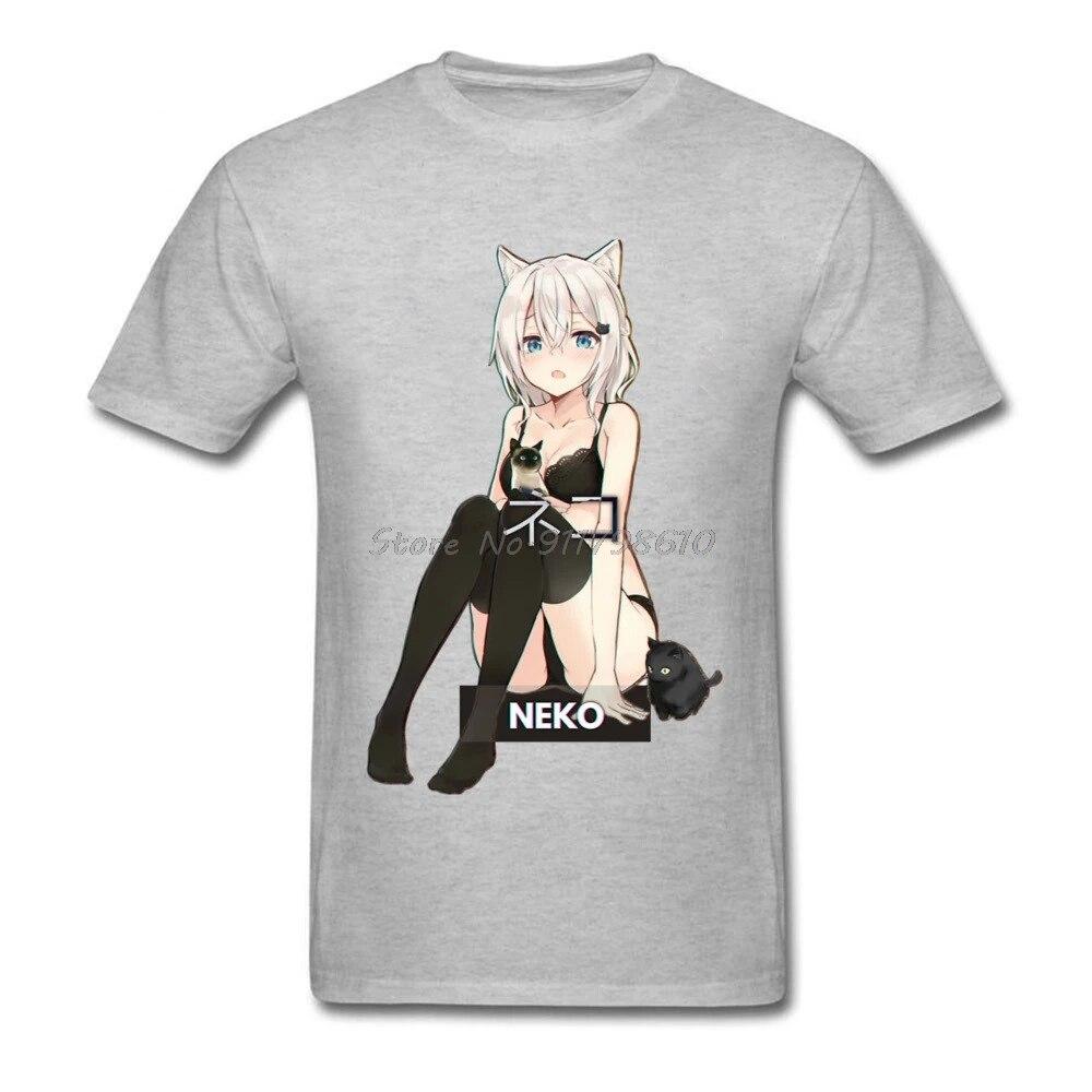 Футболки Neko Waifu Ahegao Girl Otaku Senpai Nerdy Unisexga Harajuku Cat Футболка Pin Up Японский комикс Аниме Популярные футболки унисекс