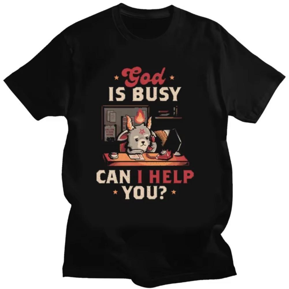 Каваи Сатана Демон Графические Футболки Смешная Коза ФутболкаПривет Ужас Смешная Злая Футболка Мужская Женская Летняя XS-4XL Футболки