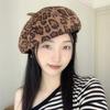Восьмиугольные шляпы с леопардовым принтом, новые женские ретро-теплые уличные универсальные корейские повседневные модные шапки-береты