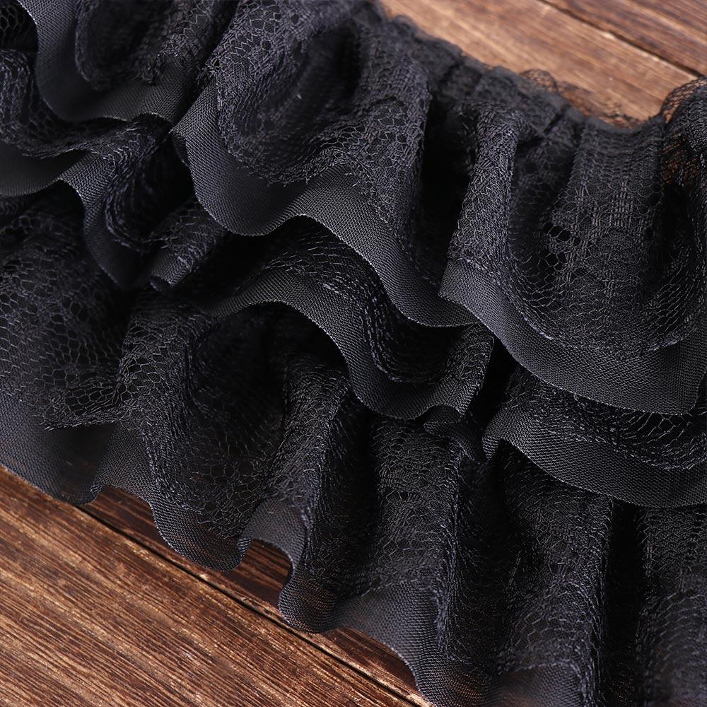 Роскошная плиссированная сетчатая шифоновая ткань Изысканное тюлевое кружево Отделка Лента Манжеты