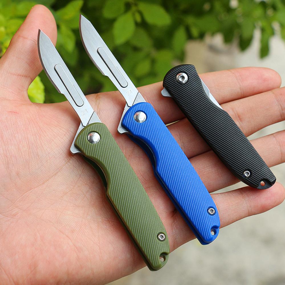 Mini Utility Knife ABS Handle Folding Scalpel EDC Quick Open Emergency Medical Knife Keychain Unpacking Pocket Knife Box Cutter