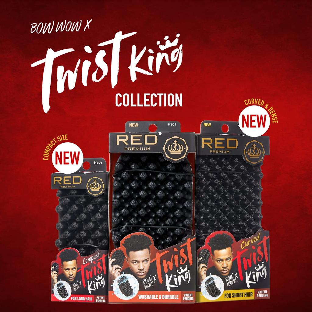 Red by Kiss Bow Wow X Twist King Luxury Twist Styler Washable and Durable Twist Brush for Afro Curl (Mini)