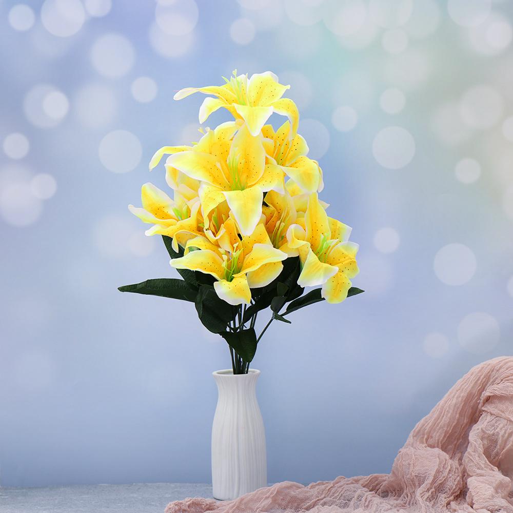 Heads Hot High Quality Home Accessories Wedding Decor Artificial Flowers Lilies Bouquet Fake Lilies