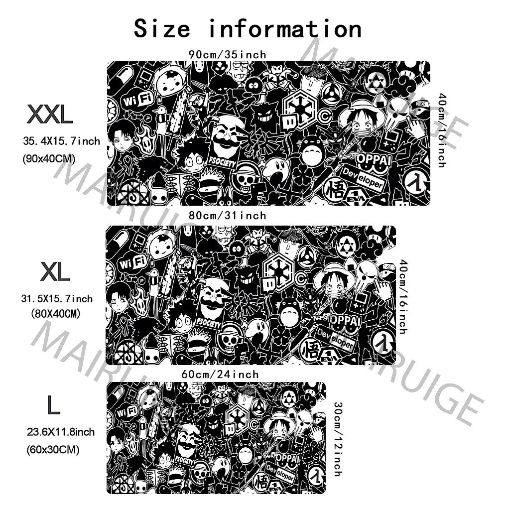 Cartoon Funny Image Mouse Pad Black Large Computer Office Game Table Mat XXL Rubber Anti-slip Keyboard Mats Long Desk Decor Rug