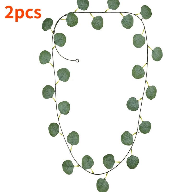 2/1pcArtificial Eucalyptus Garland Fake Ivy Vines Greenery Rattan Plants Wreath Faux Decor for Wall Room Garden Wedding Decor