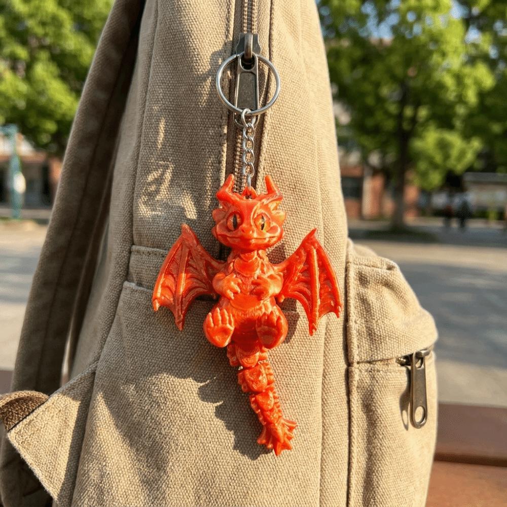 3D Printed Pterosaur Keyring Color Gradient Articulated Pendant Dragon Keychain Bag Decoration