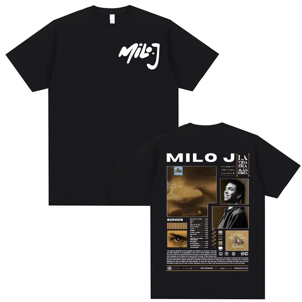Rapper Milo J 166 Tour 2026 Album T Shi6rts Men Retro High Quality Short Sleeve Tshirts Oversized Tee Cotton TShirt Streetwear