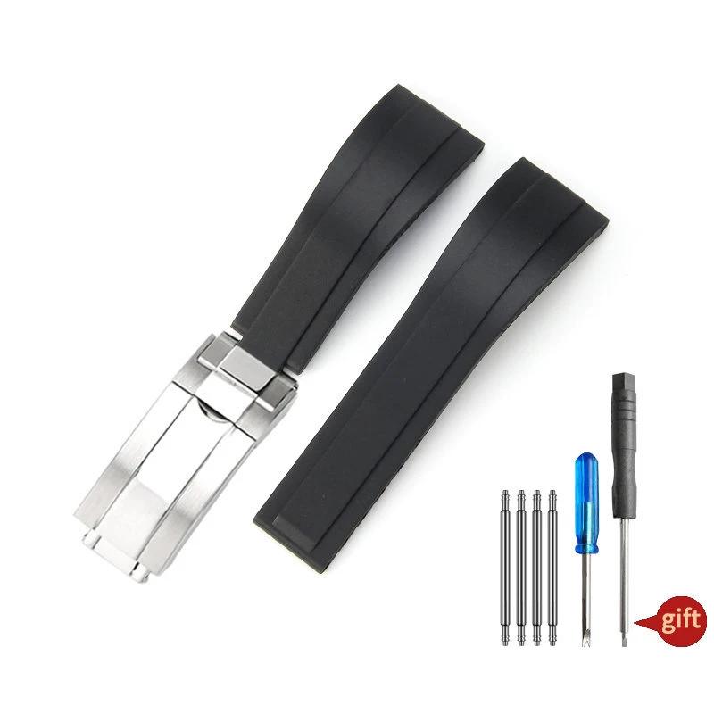 Nature Мягкий Силиконовый Каучук Мужской 20мм Ремешок Для Часов Для Rolex Ремешок для Часов Daytona Submariner GMT OYSTERFLEX Браслет Складная Застежка
