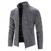 2024 Autumn/Winter New Plush and Thickened Stand Collar Jacket Jacket Half High Neck Knitted Cardigan Sweater for Men
