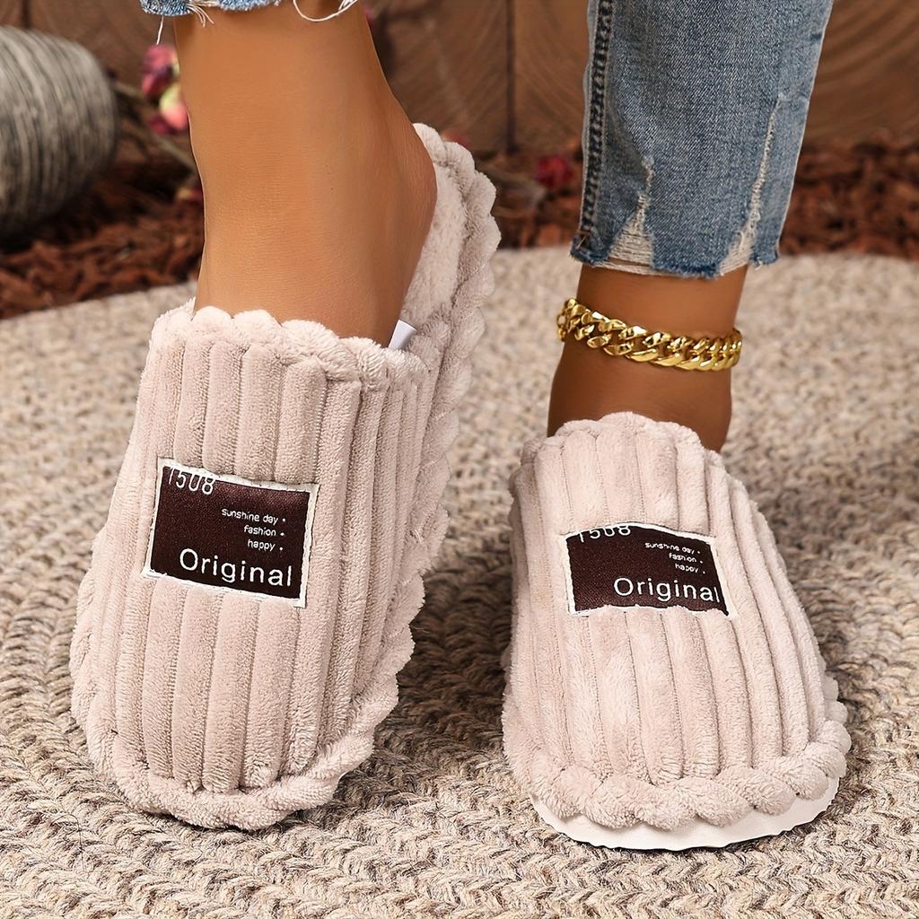 Multi Color Optional Fashionable Warm and Soft Fabric with Fluffy Plush Collar for Home Warm Winter Slippers - Skin Friendly Warm Couple Slippers