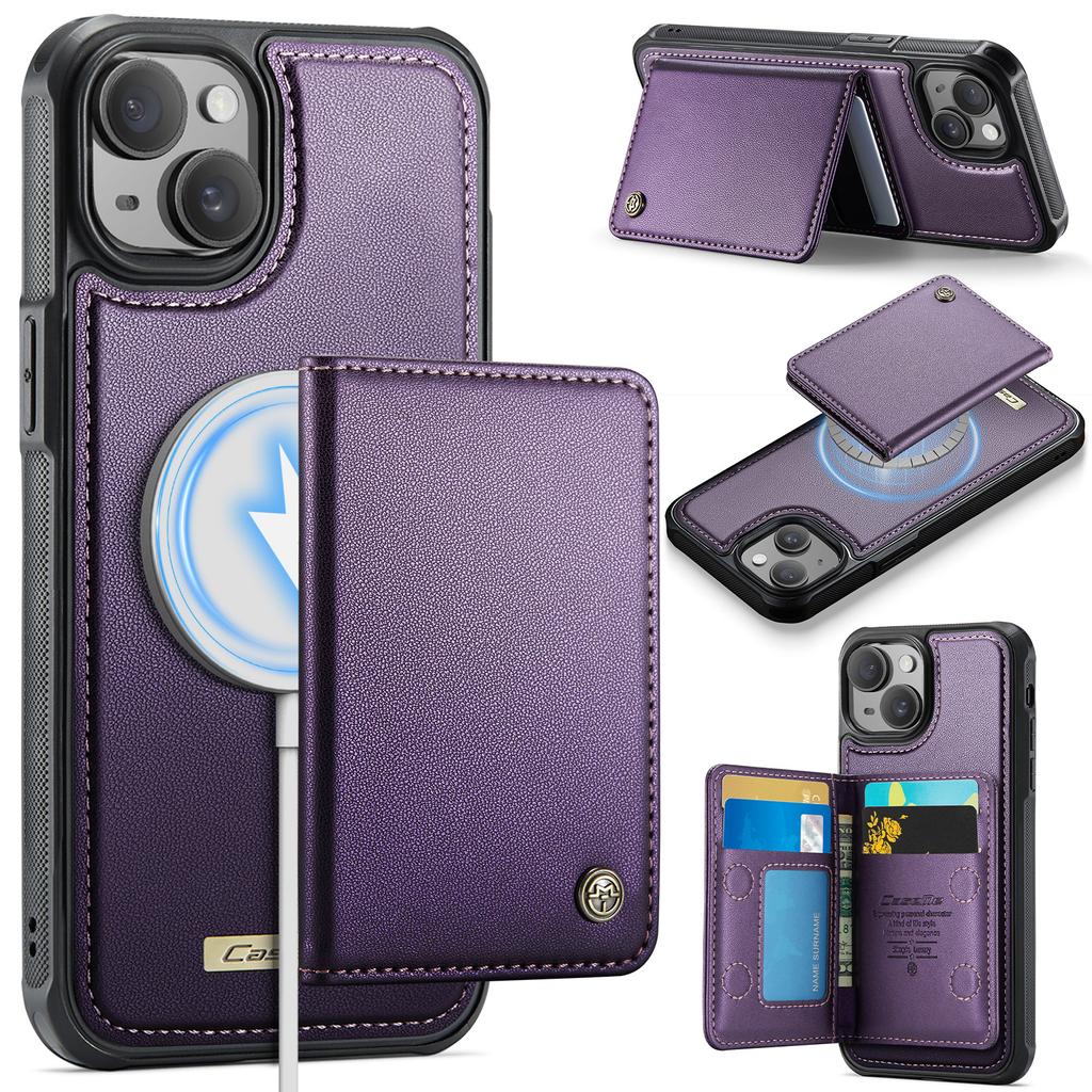 For iPhone 15 Magnetic Case CASEME ME80 Series Leather PC TPU Phone Cover with Detachable Wallet