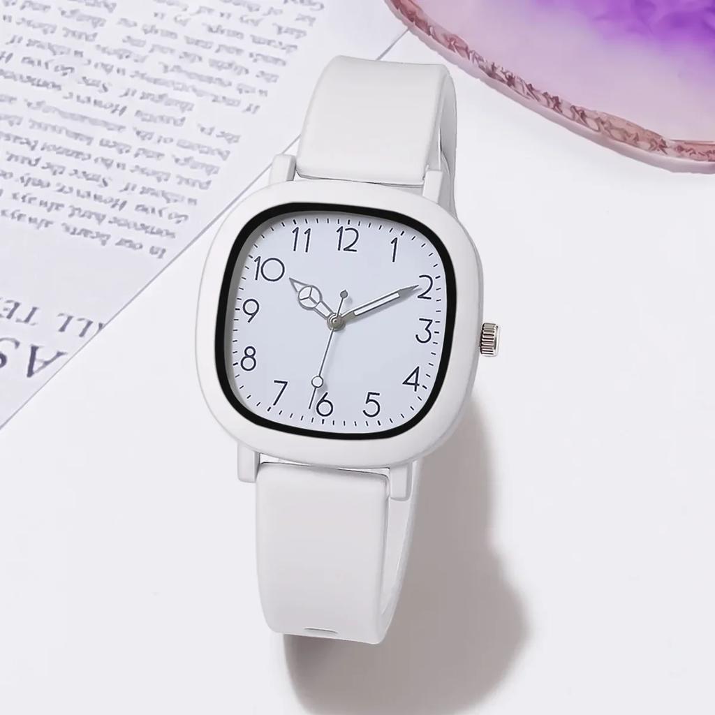 Women Quartz Watch Student Exam Watch Colorful Women's Silicone Strap Luminous Needle Wristwatches Girls Gift Clock