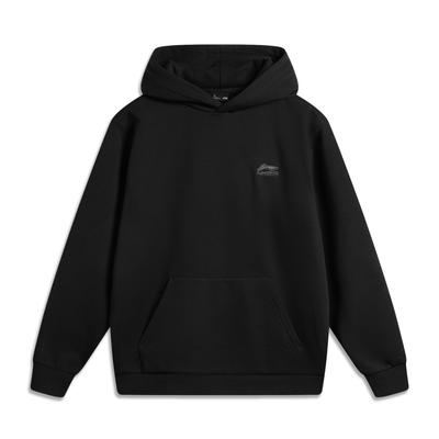 Li Ning Sports Fashion Series Антистатическая антибактериальная теплая флисовая толстовка с логотипом унисекс толстовки черные AWDUE95-2
