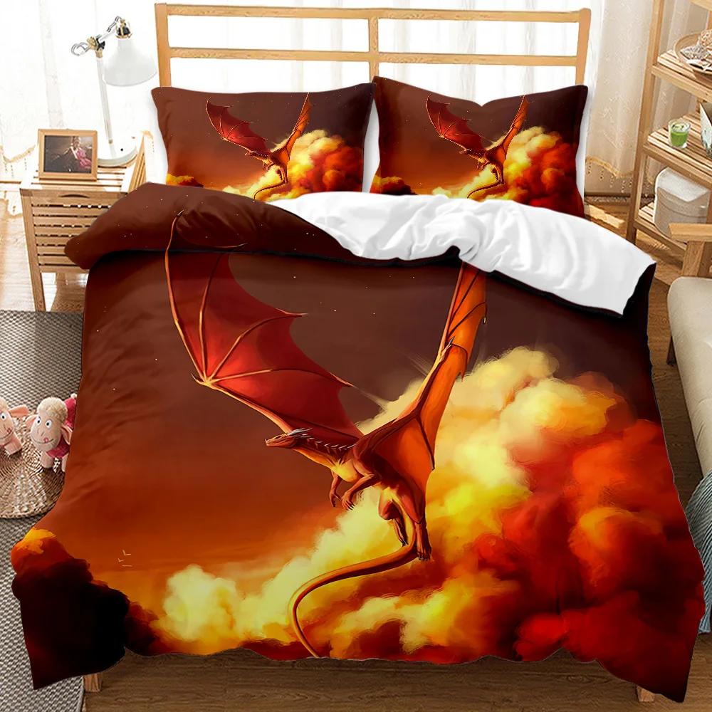 Комплект постельного белья Pterosaur Dragon Fantasy для мальчиков и подростков, комплект постельного белья Double Queen King Size, полиэстеровое одеяло