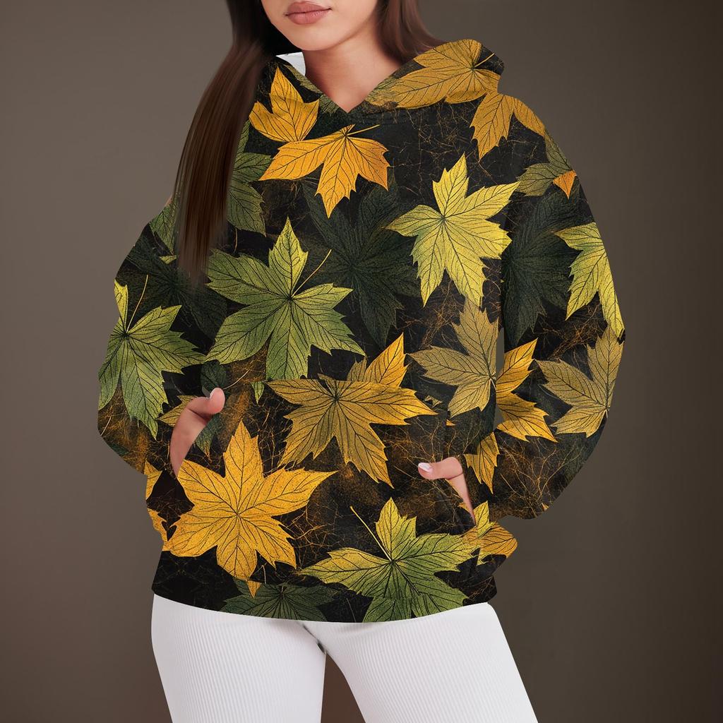 Women's Fashion Casual Pullover Hooded Sweatshirt  Printed Long Sleeve Sweatshirt