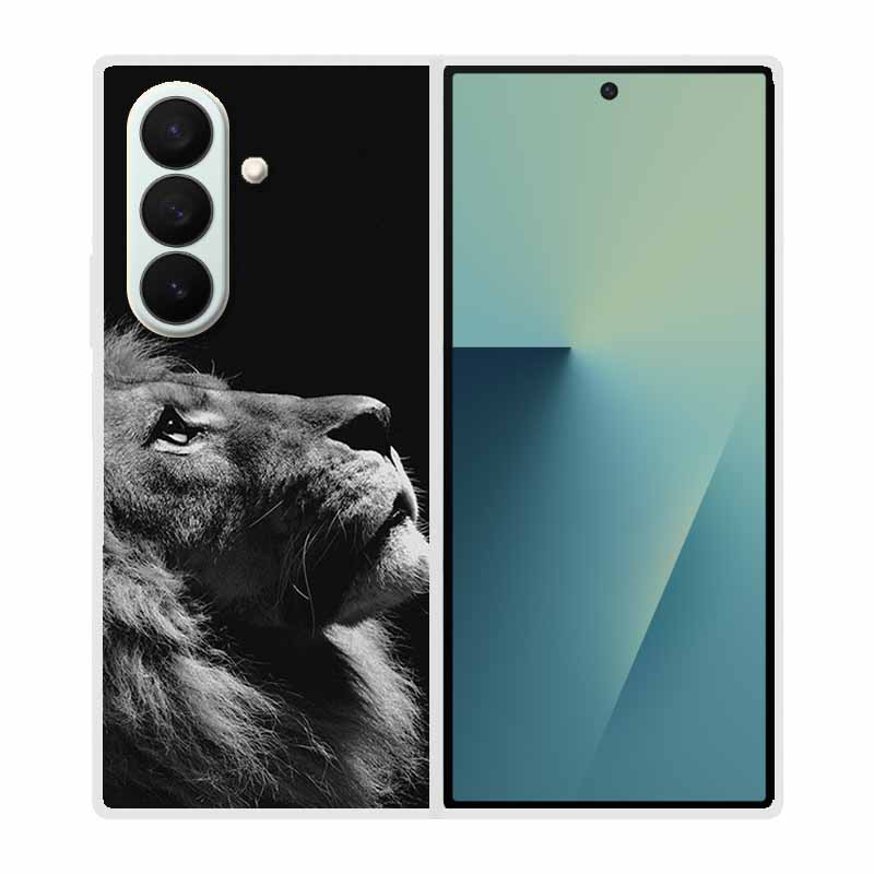 Чехол For Samsung Galaxy Fold 7 Чехол Крутое Космическое Животное Прозрачные Жесткие Чехлы для Телефона для Galaxy Z Fold7 5G 2025 Задняя Крышка Z fold7 Capa