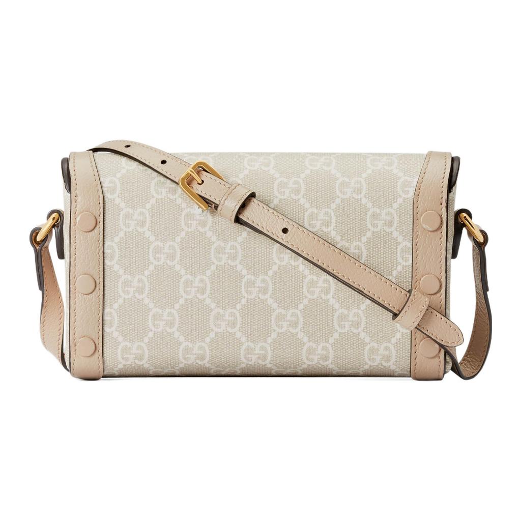 Gucci Horsebit 1955 Monogram Canvas And Leather Mini Shoulder Bag Women Shoulder Bag Beige White 699296-UULBG-9683