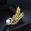 Золотая брошь в виде колоска пшеницы, Высококлассная брошь со стразами, Женская осенне-зимняя, Простая и оригинальная брошь-корсет для костюма в виде ячменя