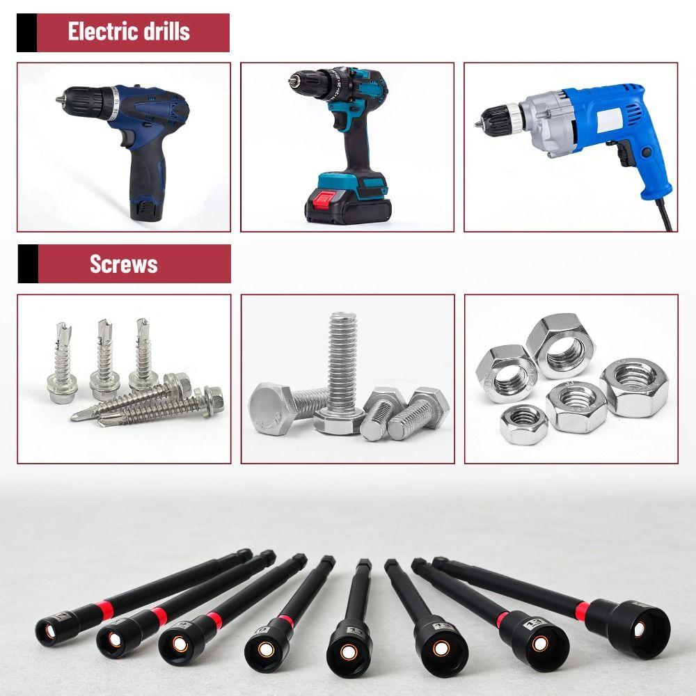 150 mm Length Magnetic Long Nut Driver Hexagon Socket Wrench  Impact Drill Use