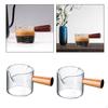 2x - термостойкий стеклянный мерный стакан с деревянной ручкой для напитков в кафе