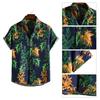 Turn-down Collar Short Sleeve Men Shirt Buttons Down Summer Coconut Tree Print Hawaiian Shirt for Travel