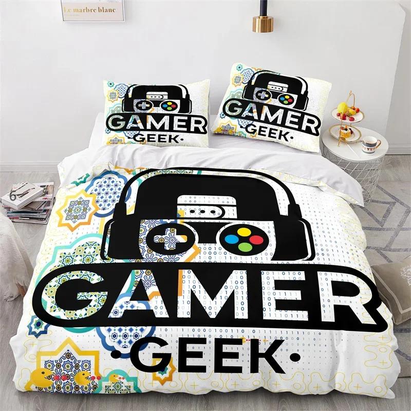 Игровой комплект постельного белья Twin Full Size Детская наволочка с геймпадом Для мальчиков и девочек Декор спальни Полиэстер Чехол на одеяло с геймпадом
