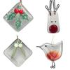 Sparkling Glass Christmas Tree Decoration Small Bird/Plants Design Create Atmosphere with Hanging Rope Window Pendant