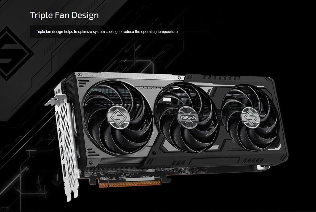 ASRock AMD Radeon RX 9070 XT Steel Legend Dark 16 ГБ GDDR6 2970 МГц PCIe Triple Metal RGB DirectX 12 256-битная, boost, 5.0, 3xDP2.1+HDMI2.1, Вентилятор,