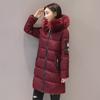 Women Winter  Hooded Long Jacket Elegant Parka Fashion Letter Patch Zipper Pockets Design  Slim Warm Thick Women Coats