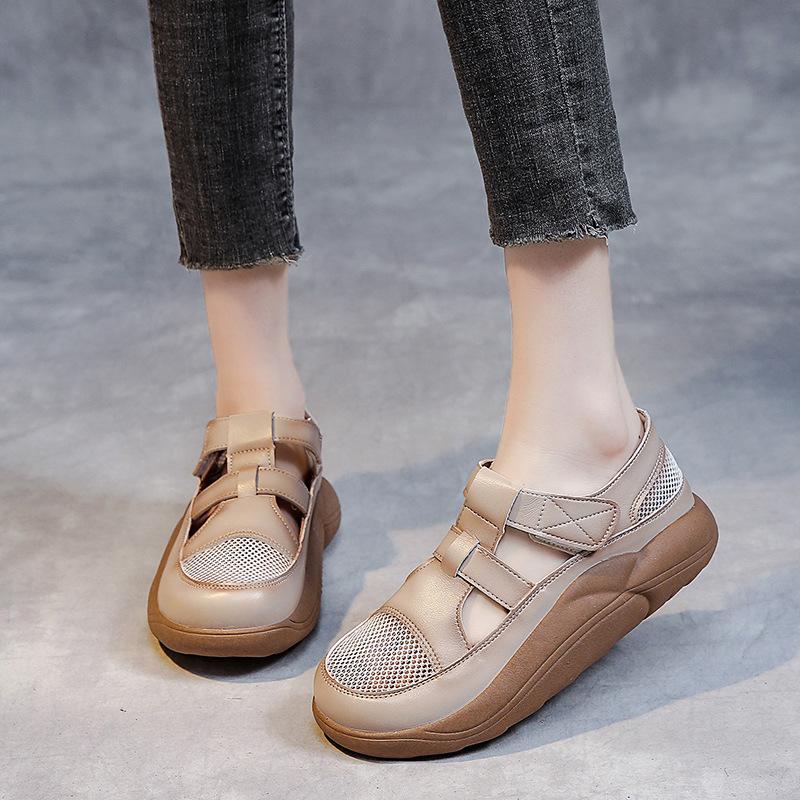 Summer Women Chunky Sandals Hollow Out Sneakers Ladies Breathable Heighten Platform Shoes Youth Girls Fashion Retro Trainers