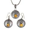 Citrine Set Jewelry Women Pendant Earring Gemstone Earrings Gems Green
