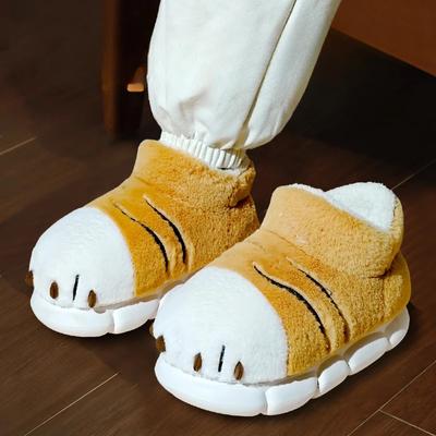 Женские хлопковые тапочки Cartoon 2024 зимние домашние теплые плюшевые пушистые хлопковые туфли зимние парные удобные нескользящие тапочки