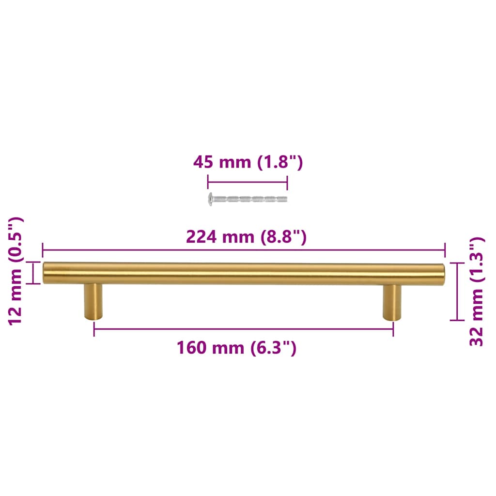 Furniture Handles 10 pcs Golden 160 mm Stainless Steel