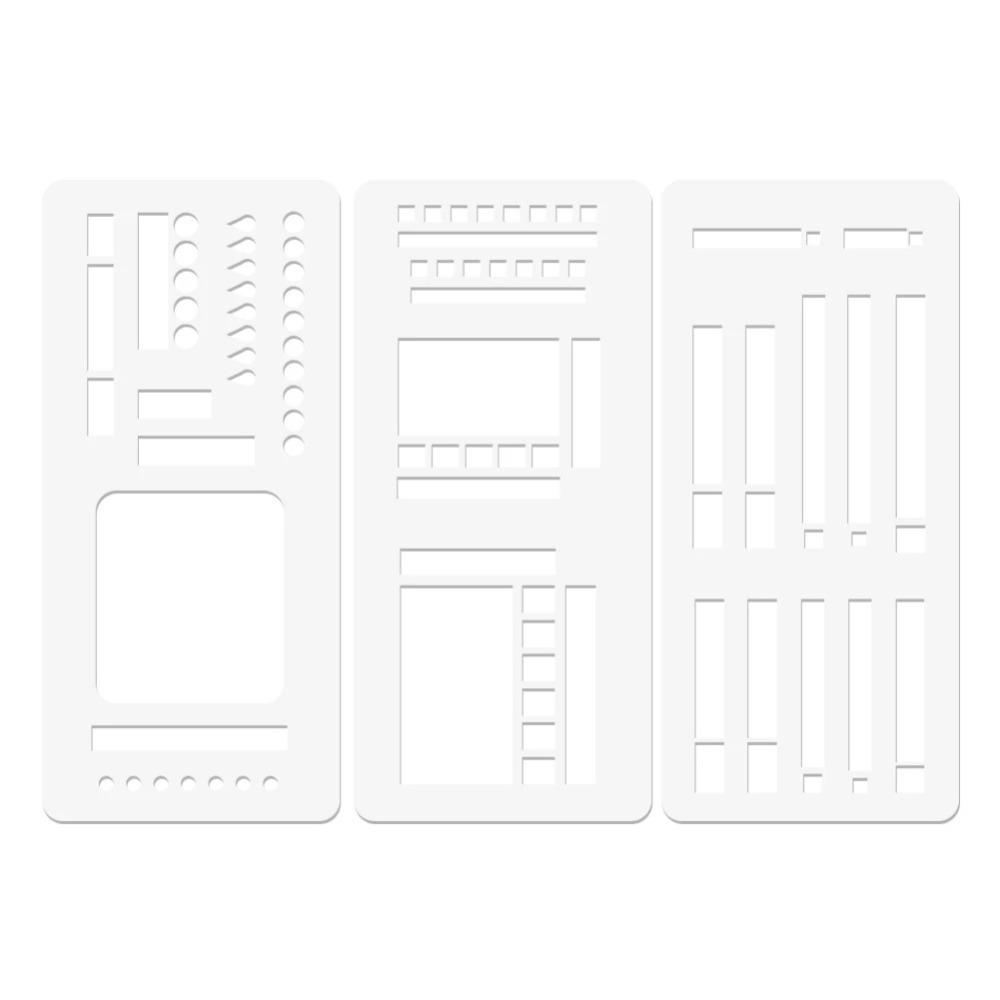 3pcs Simple Dot Grid Design Handmade Flexible Record Template DIY Scrapbook Journal Rectangle Stencil Ruler Set Stencil Ruler