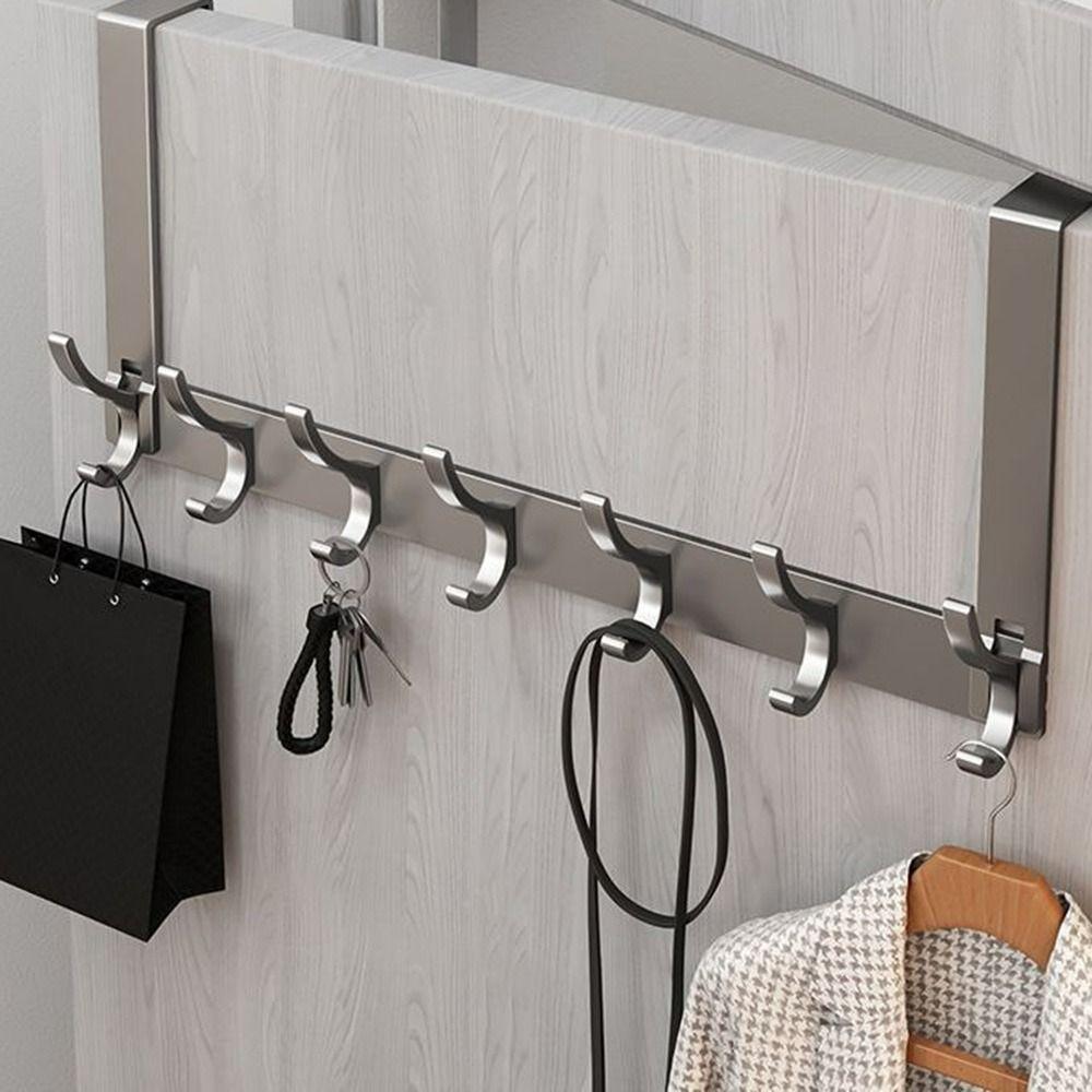 Настенная полка для хранения за дверью без пробивания отверстий, держатель для хранения, вешалка для одежды, креативность, 6/7/8 дверных крючков