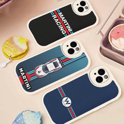 M-Martini Racing Горизонтальная полоска Для IPhone 16 15 14 13 12 11 Pro Max Plus Ударопрочный кожаный мягкий чехол для телефона