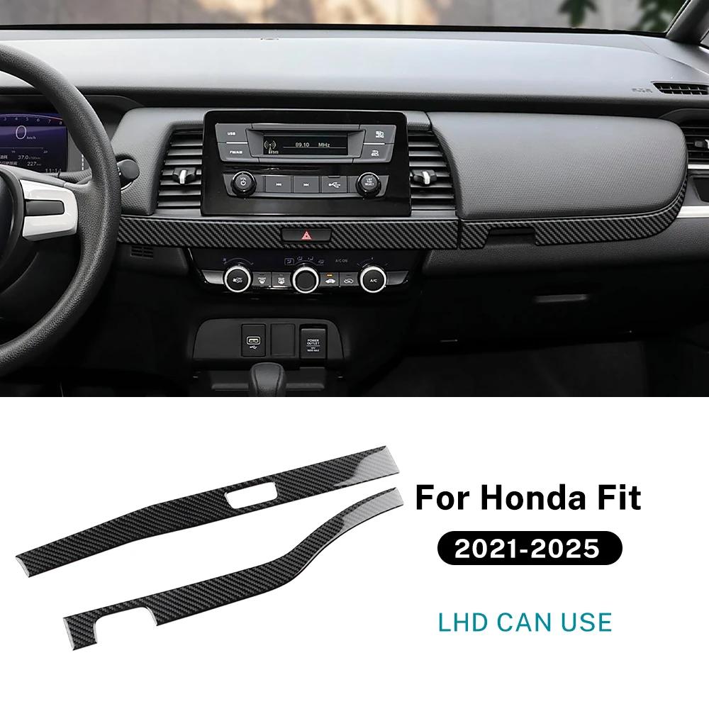 Carbon Fiber Style Interior Moulding for Honda Fit 2022 2023 2024 2025 LHD RHD Center Console Trim