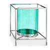 Подсвечник - Серебристый - Квадратный - Металл - Стекло - 14 x 15,5 x 14 см