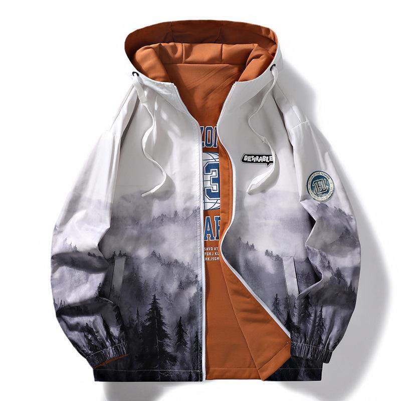 Двусторонняя куртка для осени и зимы, новая модная брендовая свободная куртка с японским узором и принтом, молодежная куртка