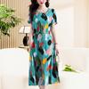 Elegant Women's Summer Dress  New Casual Slim Short Sleeve Long Dress Korean Style Slim Vintage Clothes