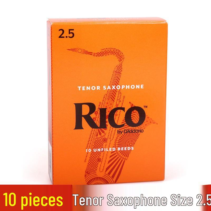 Оригинальные трости для саксофона-альта B-flat RICO, жесткость 1.5-3.0, Желто-оранжевая коробка, 10 шт.
