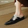2024 New Fashion Muller Shoes New High-Quality Cowhide Comfortable High Heel Slippers Simple Home Slippers Daily Casual Shoes